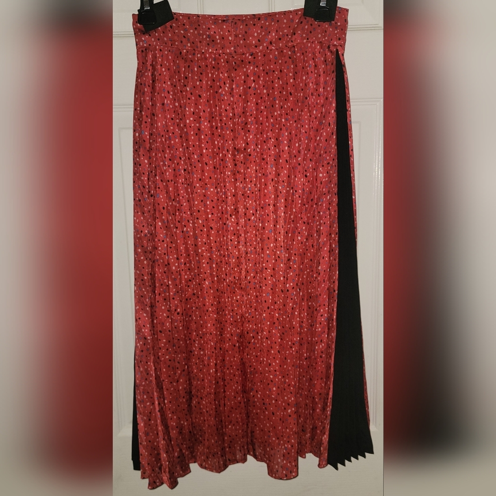 Coach A-line Multi Red Black Polka Dot Pleated Skirt Women’s size 0